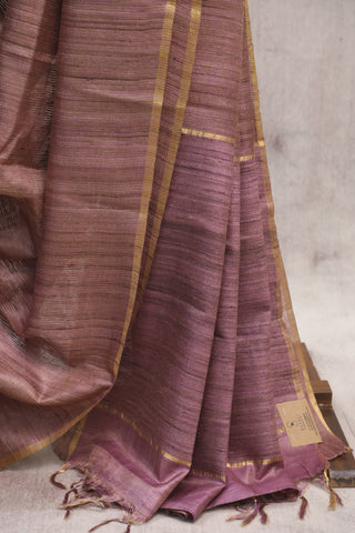 Mauve Tussar Silk Saree-SRMTSS808