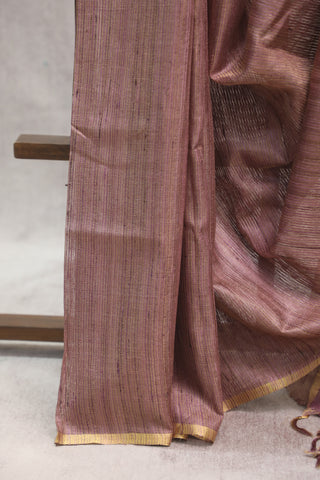 Mauve Tussar Silk Saree-SRMTSS808