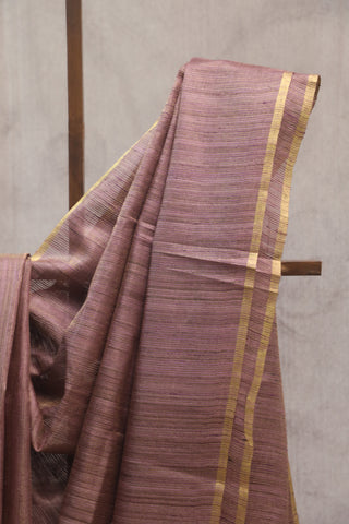 Mauve Tussar Silk Saree-SRMTSS808