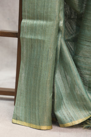 Green Tussar Silk Saree-SRGTSS810