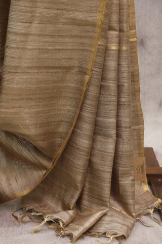 Beige Tussar Silk Saree-SRBTSS811