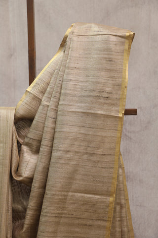 Beige Tussar Silk Saree-SRBTSS811