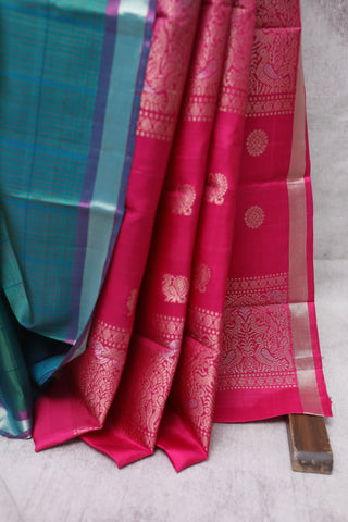 Two Tone Green Kanjeevaram Silk Saree-SRTTGKSS317