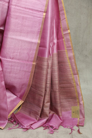 Pink Tussar Silk Saree-SRPTSS814