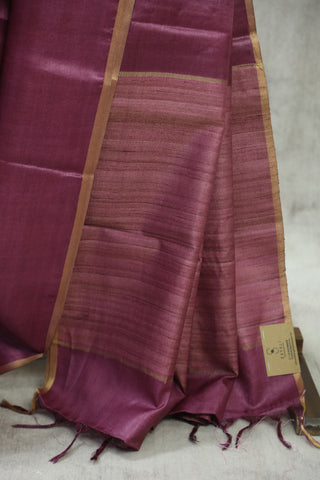 Dark Pink Tussar Silk Saree-SRDPTSS812