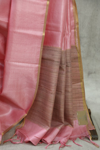 Pink Tussar Silk Saree-SRPTSS820