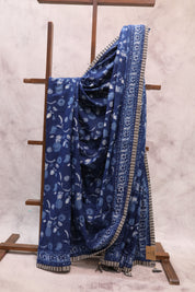 Indigo HBP Cotton Saree - SRICS187