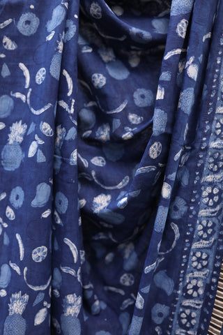 Indigo HBP Cotton Saree - SRICS187