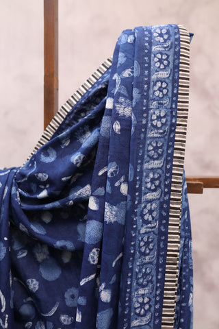 Indigo HBP Cotton Saree - SRICS187