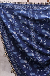 Indigo HBP Cotton Saree - SRICS187