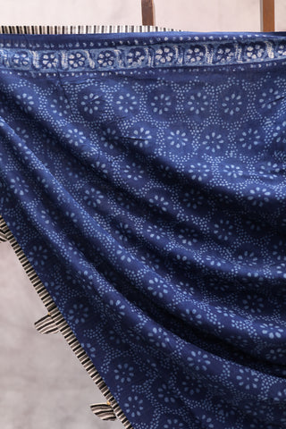 Indigo HBP Cotton Saree - SRICS187