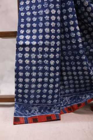 Indigo HBP Cotton Saree - SRICS188