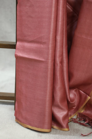 Pink Tussar Silk Saree-SRPTSS818