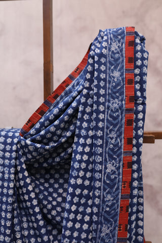 Indigo HBP Cotton Saree - SRICS188