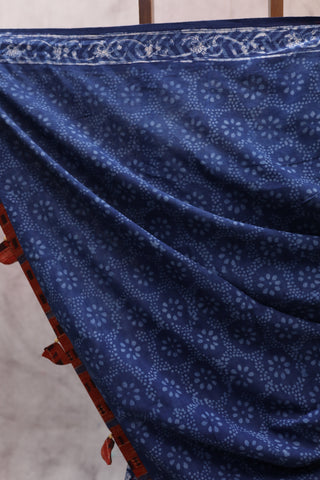 Indigo HBP Cotton Saree - SRICS188