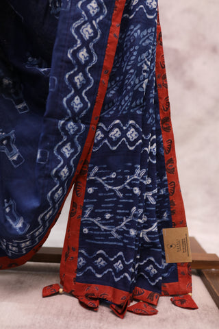 Indigo HBP Cotton Saree - SRICS172