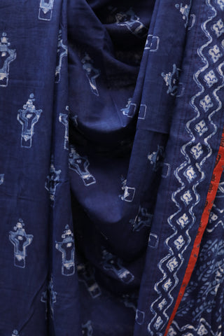 Indigo HBP Cotton Saree - SRICS172