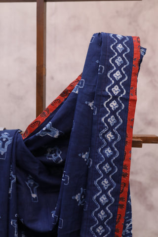 Indigo HBP Cotton Saree - SRICS172