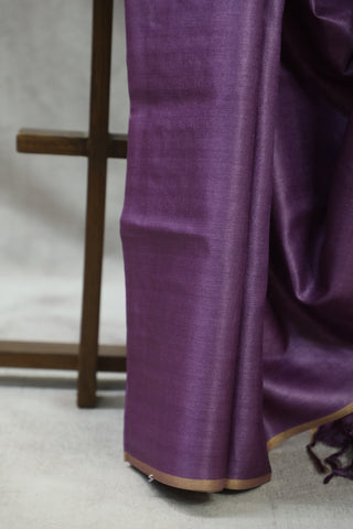 Purple Tussar Silk Saree-SRPTSS842