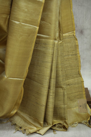 Moss Green Tussar Silk Saree-SRMGTSS821