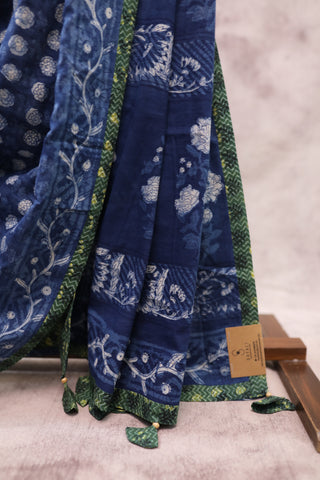 Navy Blue HBP Cotton Saree - SRNBCS175