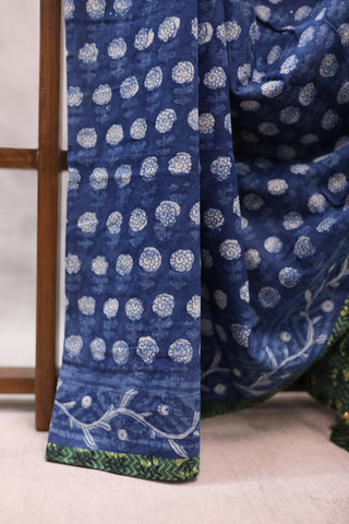 Navy Blue HBP Cotton Saree - SRNBCS175