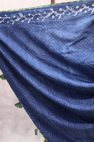 Navy Blue HBP Cotton Saree - SRNBCS175