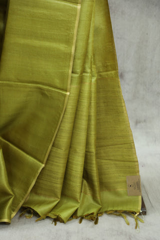 Light Green Tussar Silk Saree-SRLGTSS822