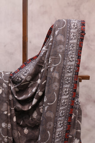 Grey HBP Cotton Saree - SRGCS176