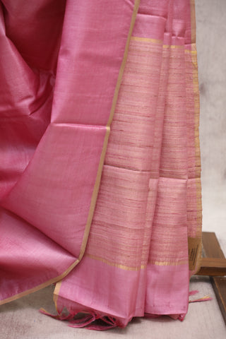 Pink Tussar Silk Saree-SRPTSS834