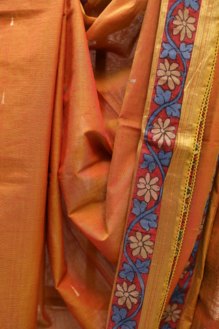 Brick Orange Kanchi Cotton Kalamkaree Saree  - SRBOKCKS239