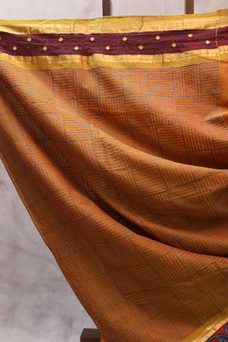 Brick Orange Kanchi Cotton Kalamkaree Saree  - SRBOKCKS239