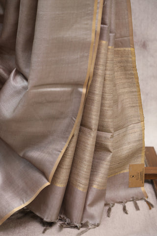 Grey Tussar Silk Saree-SRGTSS843