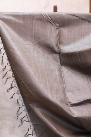 Dark Grey Tussar Silk Saree - SRDGTSS704