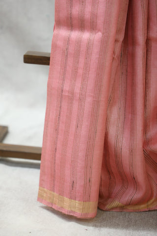 Light Pink Tussar Silk Saree-SRLPTSS832