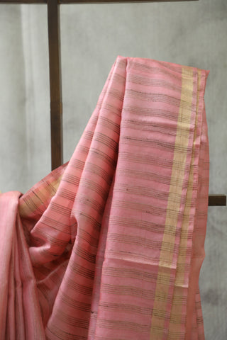 Light Pink Tussar Silk Saree-SRLPTSS832