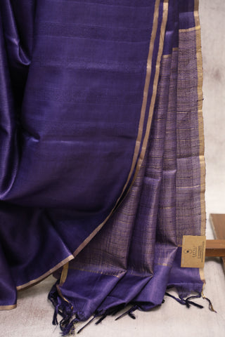 Dark Violet Tussar Silk Saree-SRDVTSS844