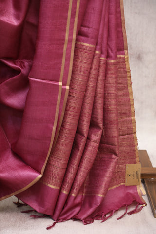 Rani Pink Tussar Silk Saree-SRRPTSS835