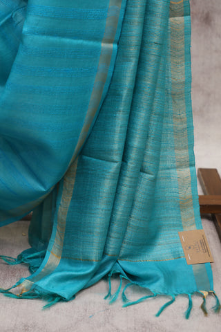 Baby Blue Tussar Silk Saree-SRBBTSS828