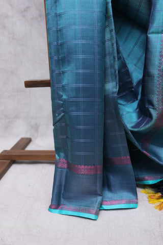 Teal Blue Kanjeevaram Silk Saree-SRTBKSS371