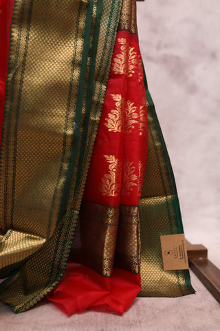 Red Chanderi Tissue Silk Saree-SRRCTSS35