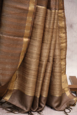 Light Brown Tussar Silk Saree-SRLBTSS846