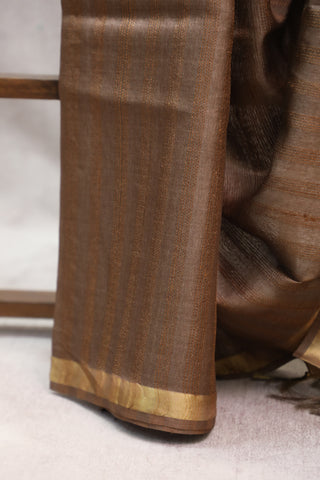 Light Brown Tussar Silk Saree-SRLBTSS846