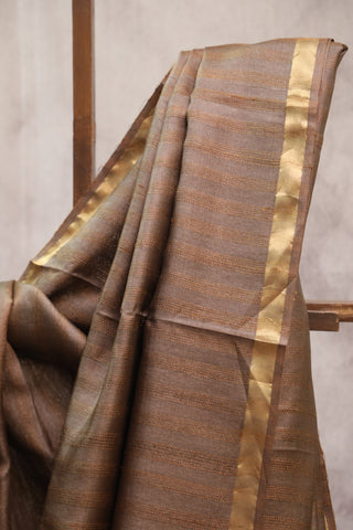 Light Brown Tussar Silk Saree-SRLBTSS846