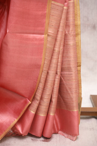 Baby Pink Tussar Silk Saree-SRBPTSS836