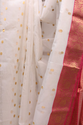 White Chanderi Tissue Silk Saree-SRWCTSS38