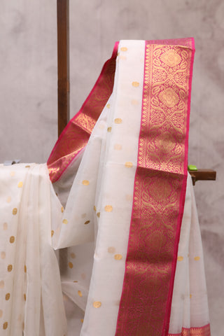 White Chanderi Tissue Silk Saree-SRWCTSS38