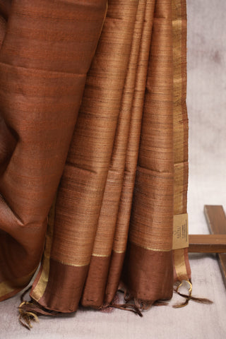 Brown Tussar Silk Saree-SRBTSS847