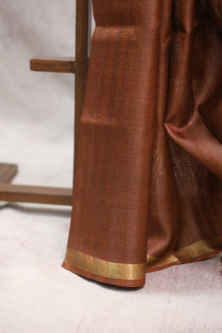 Brown Tussar Silk Saree-SRBTSS847