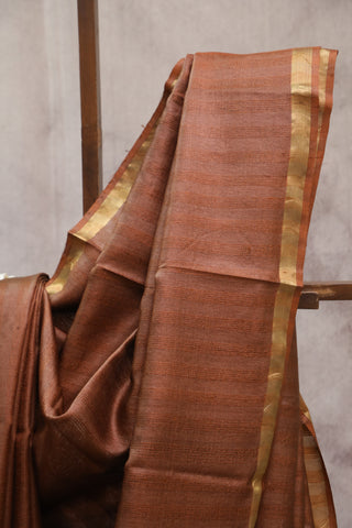 Brown Tussar Silk Saree-SRBTSS847